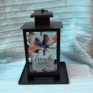 Black Lantern with Bird Design/ Bird Feeder